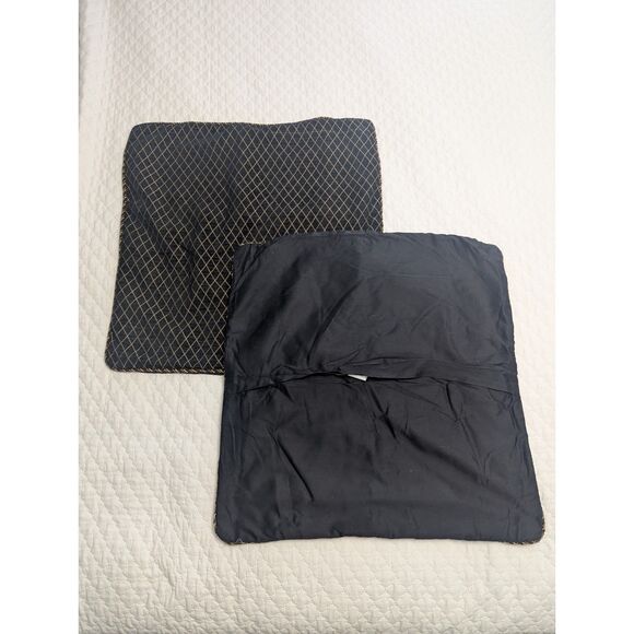 👑 Black & Gold Euro Sham Set 26x26 Preowned - Picture 3 of 7
